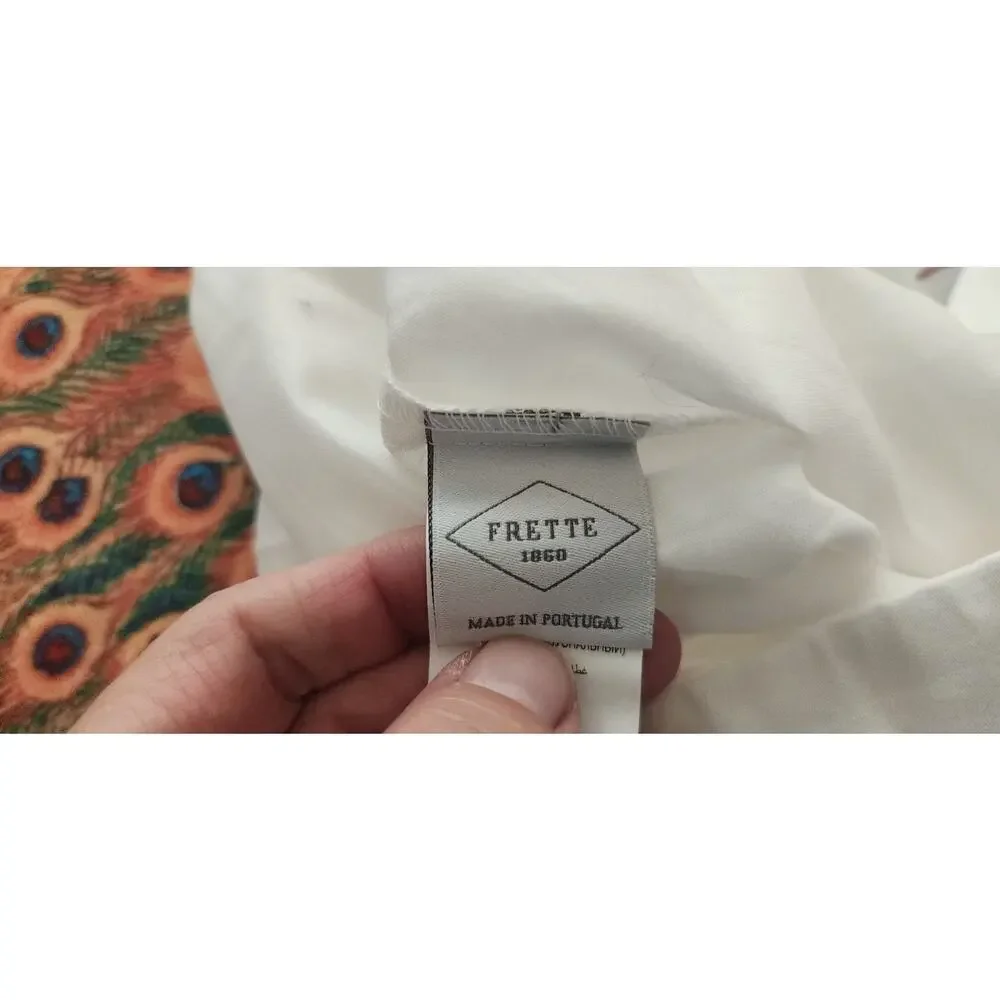 Frette Frame White Navy Embroidery Cotton King Duvet New